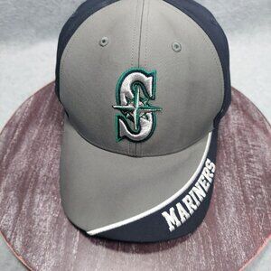 Seattle Mariners Gray & Navy Baseball Cap W/ Logo Embroidery By 47 READ
